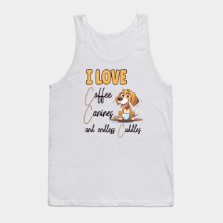 I Love Coffee Canines and Cuddles Beagle Owner Funny Tank Top